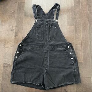 Old Navy Black Wash Overalls Shorts 90's Y2K Size XXL‎